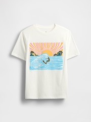 Gap White Surfer Graphic Short Sleeve Crew Neck T-Shirt (4-13yrs) - Image 1 of 3