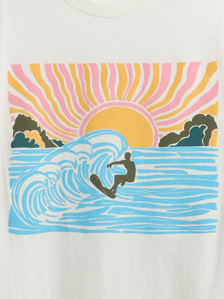 Gap White Surfer Graphic Short Sleeve Crew Neck T-Shirt (4-13yrs) - Image 3 of 3 Gap White Surfer Graphic Short Sleeve Crew Neck T-Shirt (4-13yrs) - Image 3 of 3