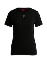 HUGO Black Deloris Stacked Logo T-Shirt - Image 1 of 1