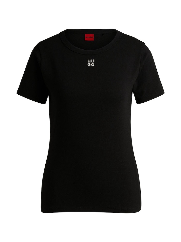 HUGO Black Deloris Stacked Logo T-Shirt - Image 1 of 1