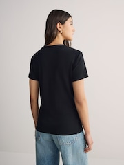 HUGO Black Deloris Stacked Logo T-Shirt - Image 3 of 5