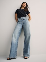 HUGO Blue Relaxed Fit Glory Mid Wash Denim Jeans - Image 3 of 6