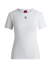 HUGO White Deloris Stacked Logo T-Shirt - Image 1 of 1