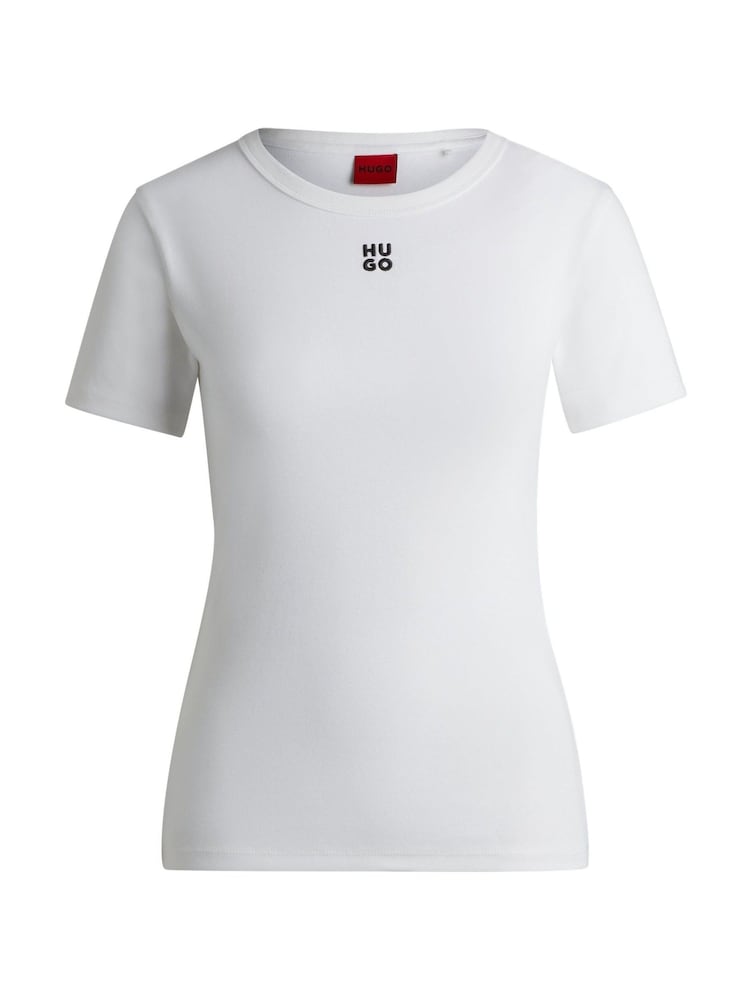 HUGO White Deloris Stacked Logo T-Shirt - Image 1 of 1