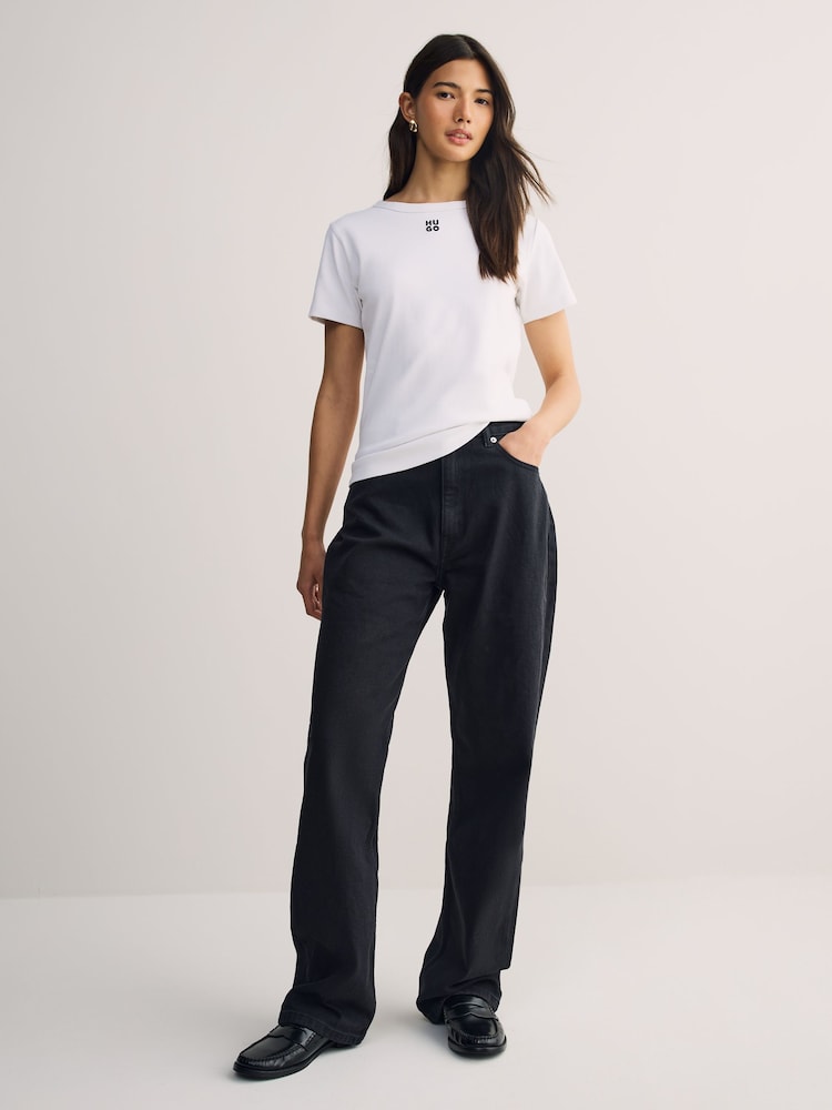HUGO White Deloris Stacked Logo T-Shirt - Image 2 of 5