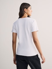 HUGO White Deloris Stacked Logo T-Shirt - Image 3 of 5