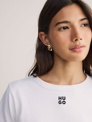 HUGO White Deloris Stacked Logo T-Shirt - Image 4 of 5