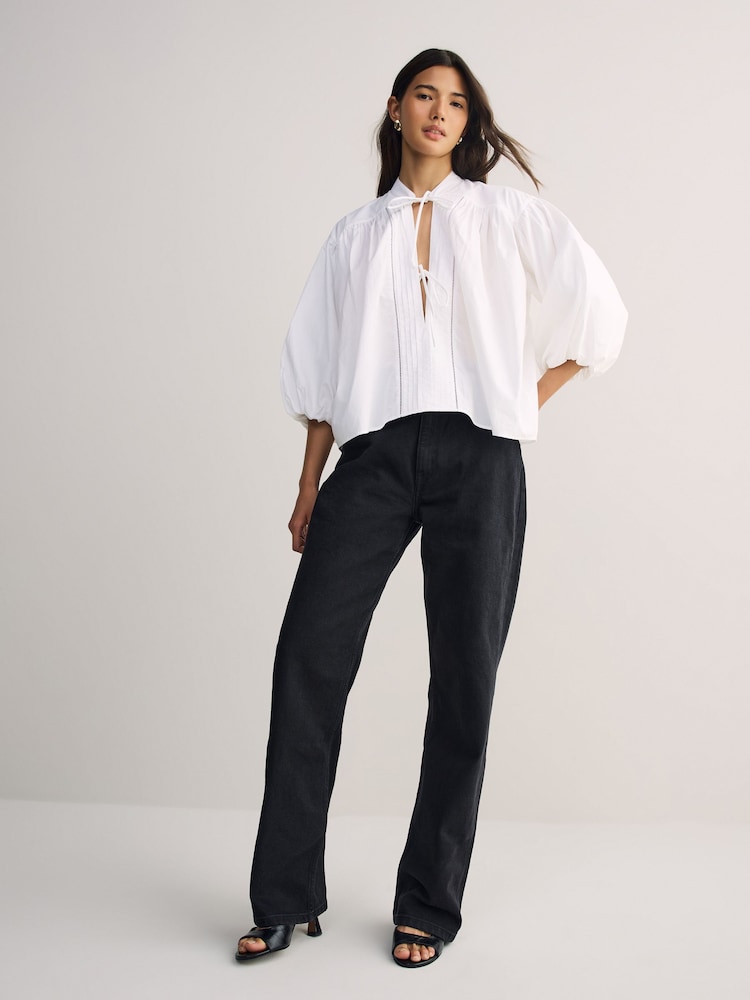 BOSS White Bales Puff Sleeve Blouse - Image 2 of 6 BOSS White Bales Puff Sleeve Blouse - Image 2 of 6