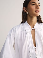BOSS White Bales Puff Sleeve Blouse - Image 4 of 6