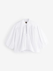 BOSS White Bales Puff Sleeve Blouse - Image 6 of 6