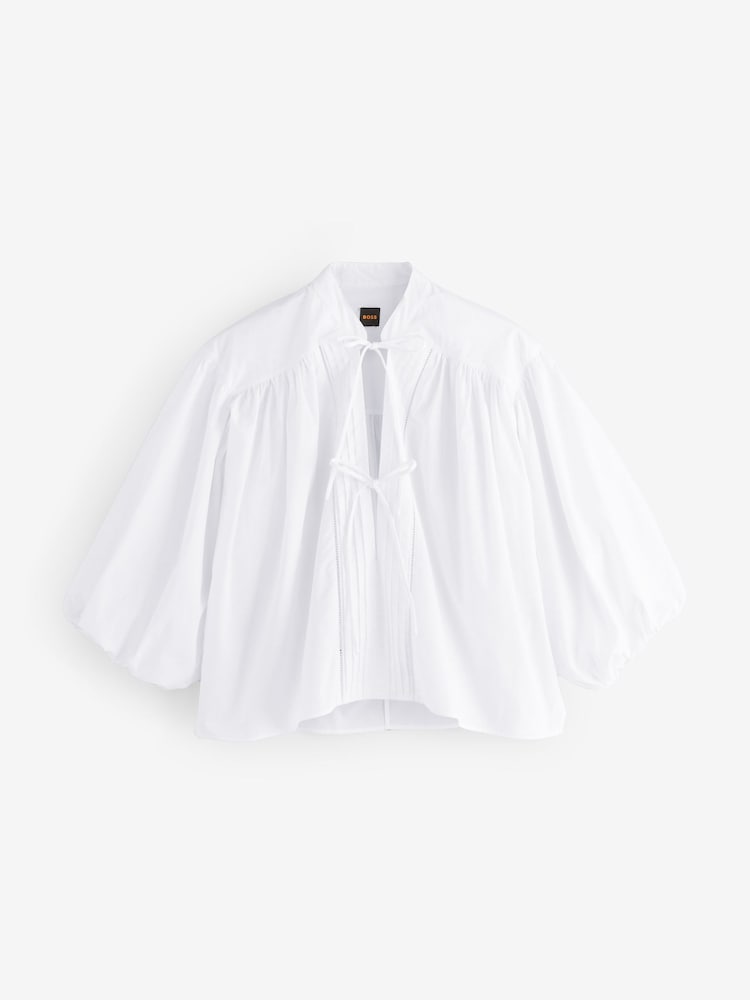 BOSS White Bales Puff Sleeve Blouse - Image 6 of 6 BOSS White Bales Puff Sleeve Blouse - Image 6 of 6