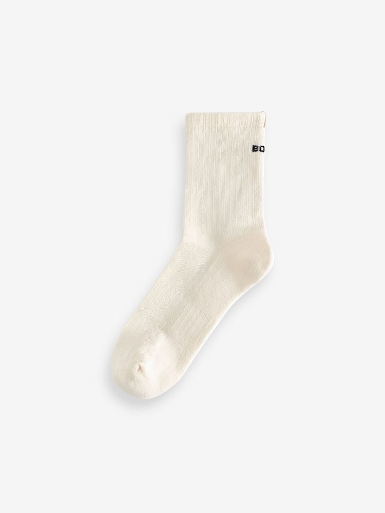 BOSS Pink Iconic Logo Ribbed Crew Socks 2 Pack - Image 3 of 3