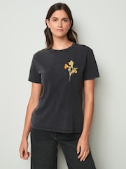 HUGO Black Damacia Ribbon Graphic Print Logo T-Shirt - Image 1 of 4