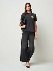 HUGO Black Damacia Ribbon Graphic Print Logo T-Shirt - Image 2 of 4