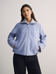 BOSS Grey Cundalini Wool Cropped Bomber Jacket - Image 1 of 6