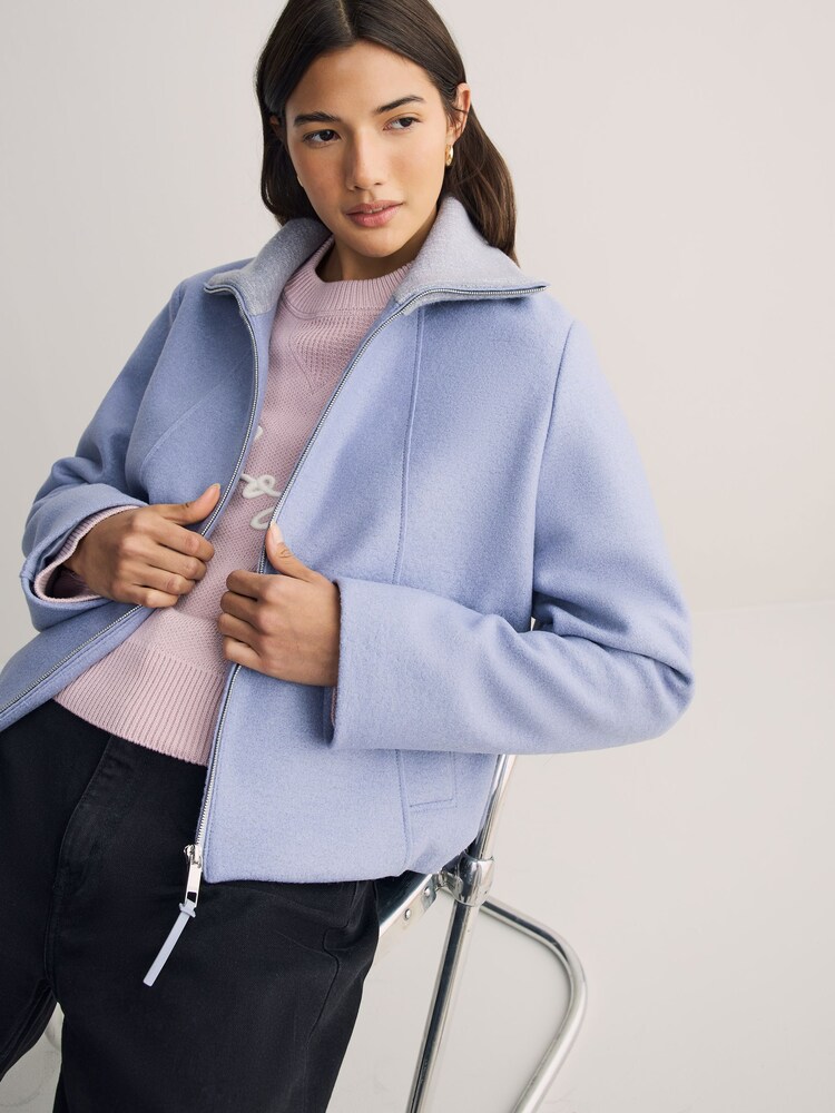 BOSS Grey Cundalini Wool Cropped Bomber Jacket - Image 2 of 6
