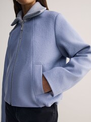BOSS Grey Cundalini Wool Cropped Bomber Jacket - Image 5 of 6