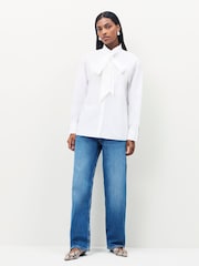 HUGO White Eryss Pussybow Neck Tie Shirt - Image 5 of 5