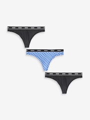 HUGO Blue Logo Waistband Thongs 3 Pack - Image 1 of 4