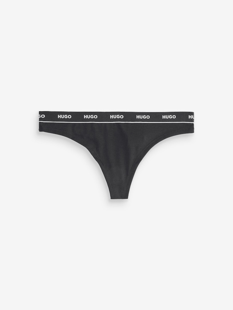 HUGO Blue Logo Waistband Thongs 3 Pack - Image 2 of 4 HUGO Blue Logo Waistband Thongs 3 Pack - Image 2 of 4