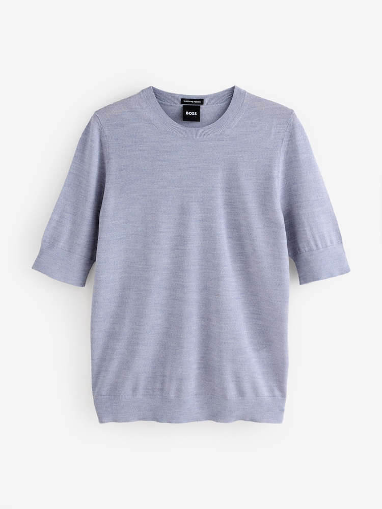 BOSS Grey Farbella Knit T-Shirt - Image 1 of 1