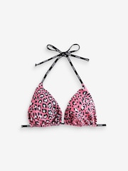 HUGO Pink Print Triangle Bikini Top - Image 1 of 1