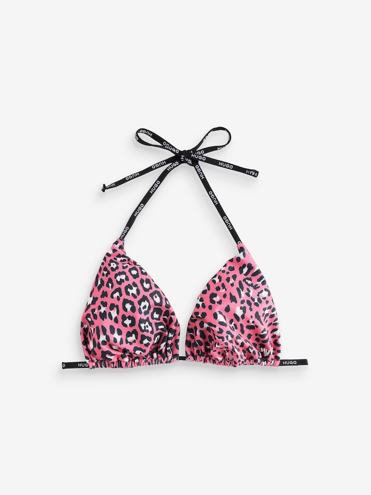 HUGO Pink Print Triangle Bikini Top - Image 1 of 1 HUGO Pink Print Triangle Bikini Top - Image 1 of 1