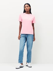 HUGO Pink Damacia Ribbon Graphic Print Logo T-Shirt - Image 3 of 4