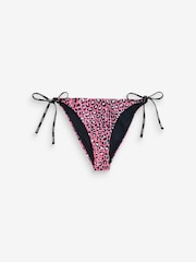 HUGO Pink Print Side Tie Bikini Bottoms - Image 4 of 4
