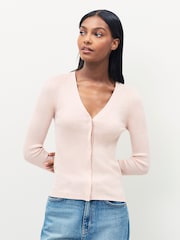 BOSS Pink Friva V-Neck Knit Cardigan - Image 1 of 4