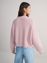 BOSS Pink Finevra Script Logo Knit Crop Jumper - Image 3 of 6
