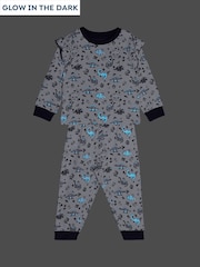 JoJo Maman Bébé Lilac Dino Print Glow In The Dark Jersey Pyjamas - Image 1 of 6