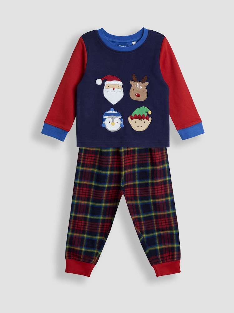 JoJo Maman Bébé Teal Blue Snail Appliqué Pyjamas - Image 1 of 6
