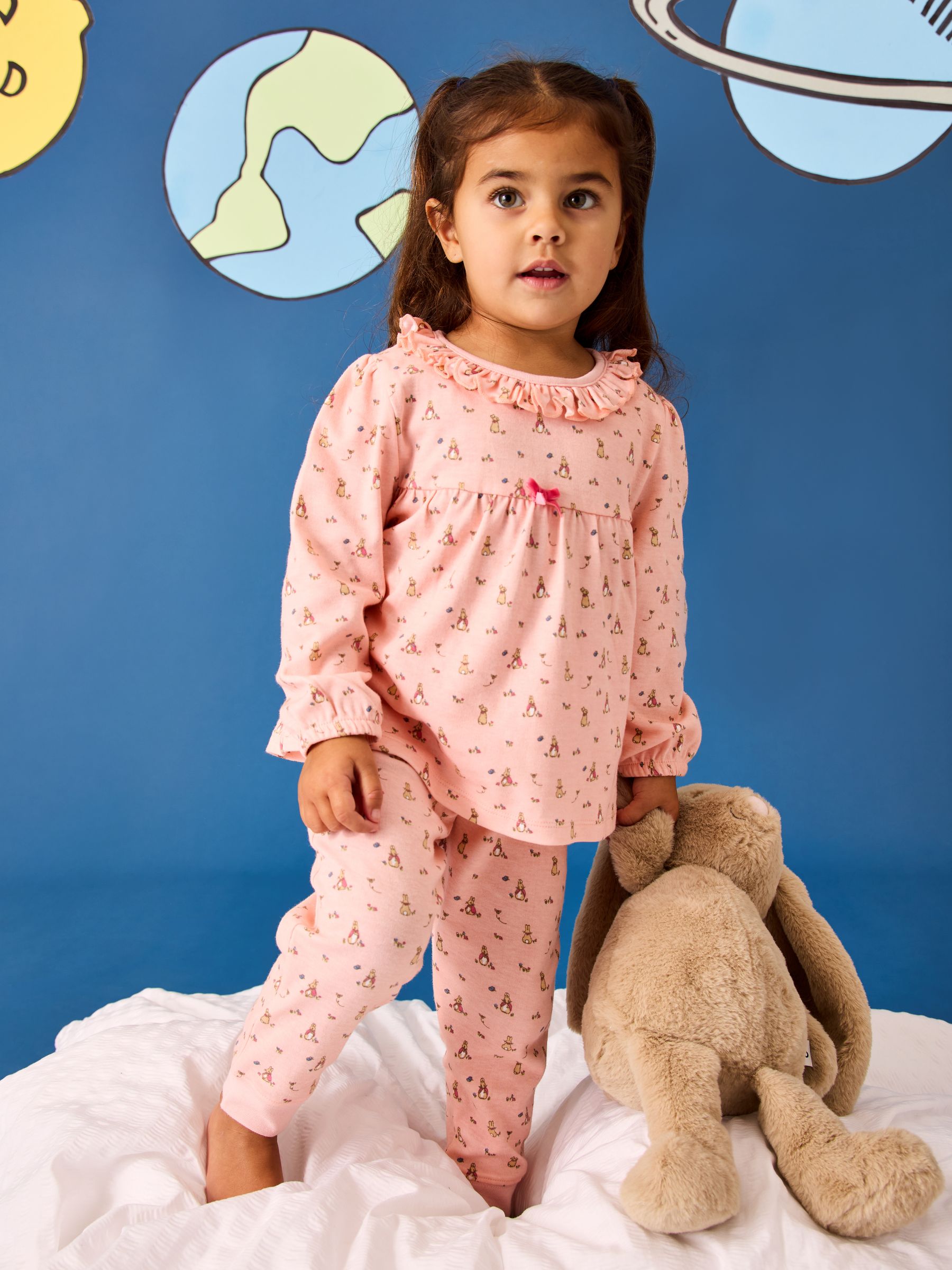 Jojo Maman Bébé Pink Peter Rabbit Character Print Jersey Pyjamas
