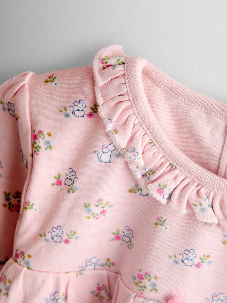 JoJo Maman Bébé Pink Bunny Character Appliqué Jersey Pyjamas - Image 7 of 7