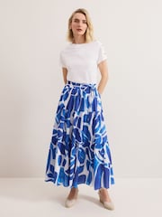 Phase Eight Blue Alva 100% Cotton Print Skirt - Image 1 of 6