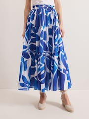 Phase Eight Blue Alva 100% Cotton Print Skirt - Image 3 of 6