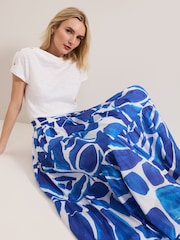 Phase Eight Blue Alva 100% Cotton Print Skirt - Image 4 of 6