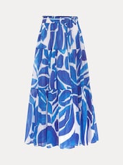 Phase Eight Blue Alva 100% Cotton Print Skirt - Image 6 of 6