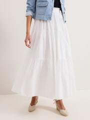Phase Eight White Alva 100% Cotton Print Skirt - Image 1 of 7
