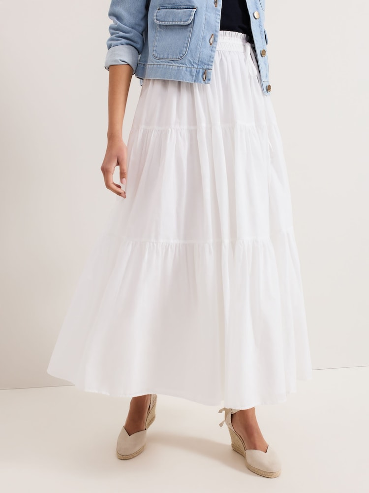 Phase Eight White Alva 100% Cotton Print Skirt - Image 1 of 7