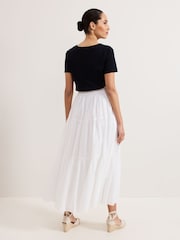 Phase Eight White Alva 100% Cotton Print Skirt - Image 3 of 7