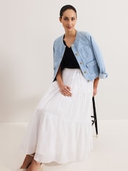 Phase Eight White Alva 100% Cotton Print Skirt - Image 5 of 7