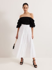 Phase Eight White Alva 100% Cotton Print Skirt - Image 6 of 7