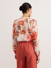 Phase Eight Orange Ivana Printed Blouse - Image 3 of 8