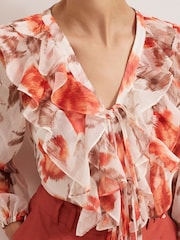 Phase Eight Orange Ivana Printed Blouse - Image 6 of 8