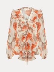 Phase Eight Orange Ivana Printed Blouse - Image 8 of 8