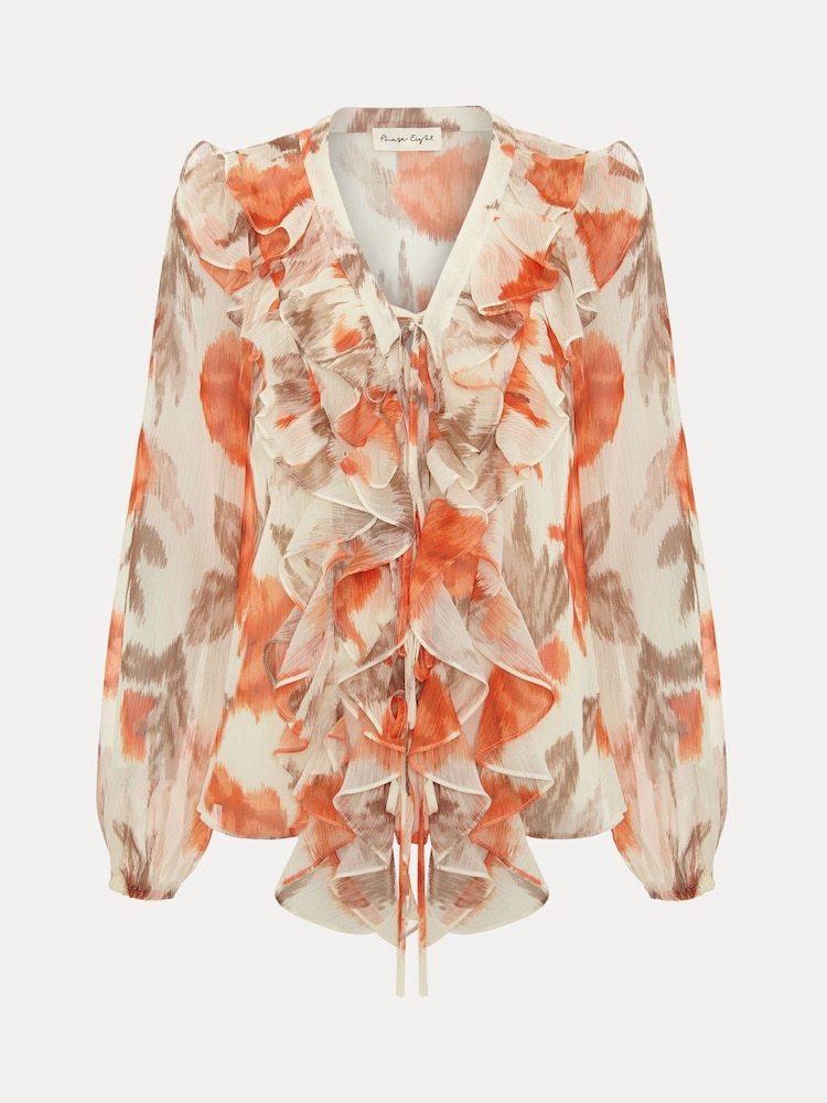 Phase Eight Orange Ivana Printed Blouse - Image 8 of 8