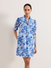 Phase Eight Blue Azelia 100% Cotton Dress - Image 1 of 6