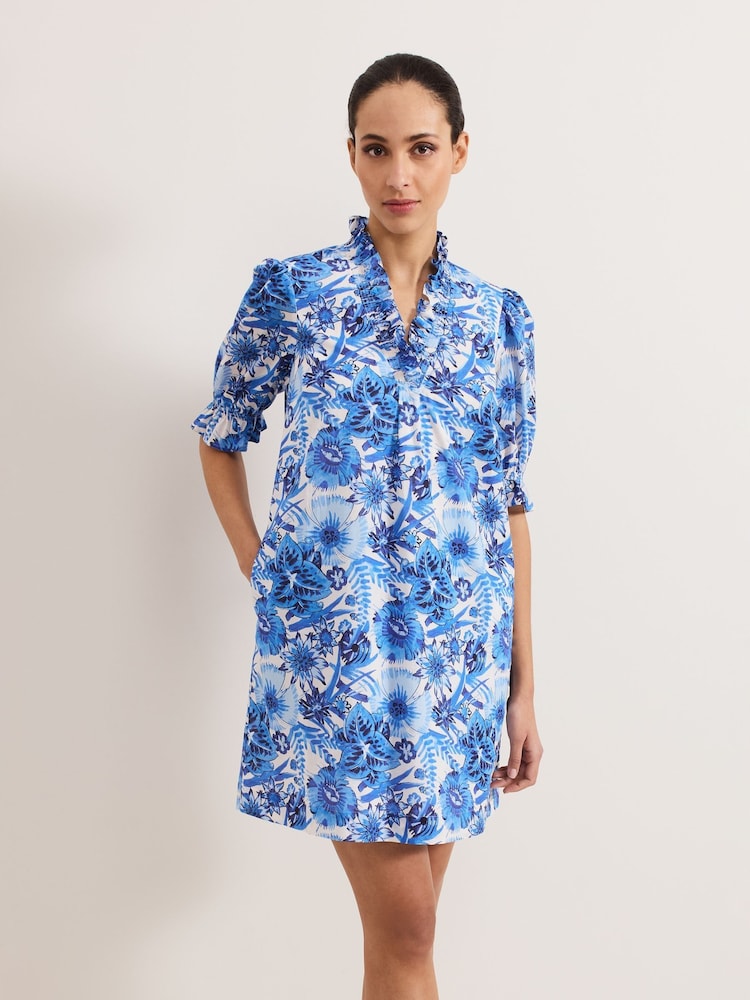 Phase Eight Blue Azelia 100% Cotton Dress - Image 1 of 6